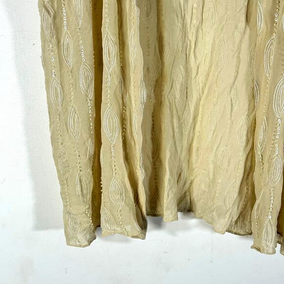 WHAT GOES AROUND COMES‎ AROUND Anthropologie Silk Beaded Cardi Womans S Cottage - Picture 2 of 11